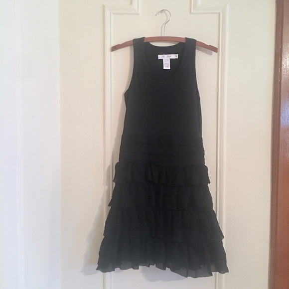 100% Silk Black Racerback Tank + Ruffle Dress - Picture 1 of 10